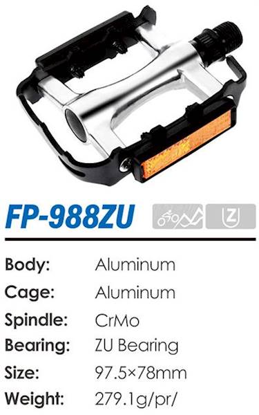 Pedały MTB 988ZU aluminiowe oś CR-MO łożyska ZU 