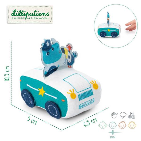 Miękkie auto z napędem pull-back Nosorożec Marius