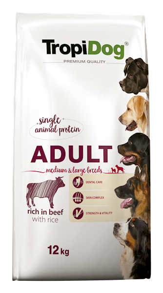 TROPIDOG PREMIUM adult medium&large beef&rice 12kg