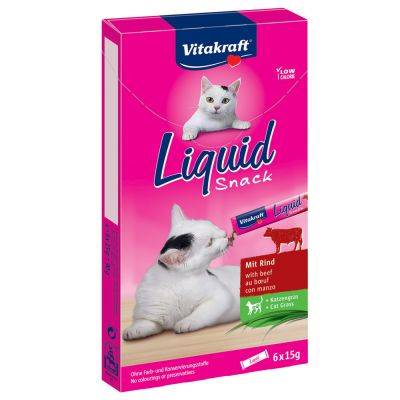 VITAKRAFT CAT LIQUID SNACK 6szt WOŁOWINA/TRAWA