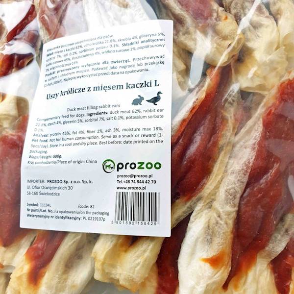 P.FOLIA USZY KRÓLICZE z mięsem kaczki 0,5kg