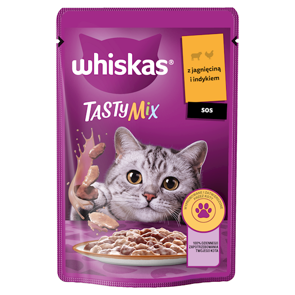 WHISKAS sasz. 85g SOS TEASTY MIX INDYK/JAGNIĘ *