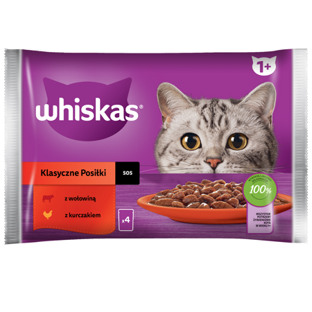 WHISKAS (4x85g) SASZ.SOS KURCZAK/WOŁOWINA*