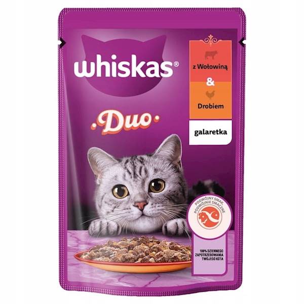 WHISKAS  sasz. 85g DUO DRÓB/WOŁOWINA W GAL.*