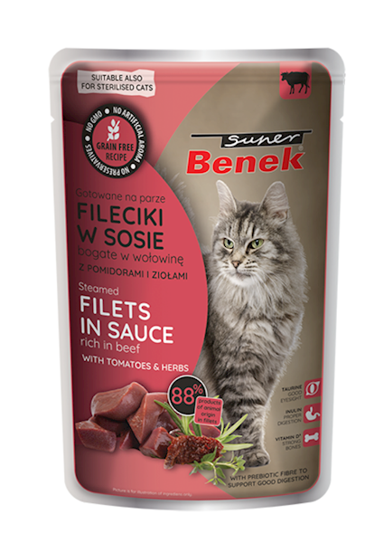 C.BEZZBOŻOWE FILECIKI 85g WOŁOW. z pomid. i zioł.