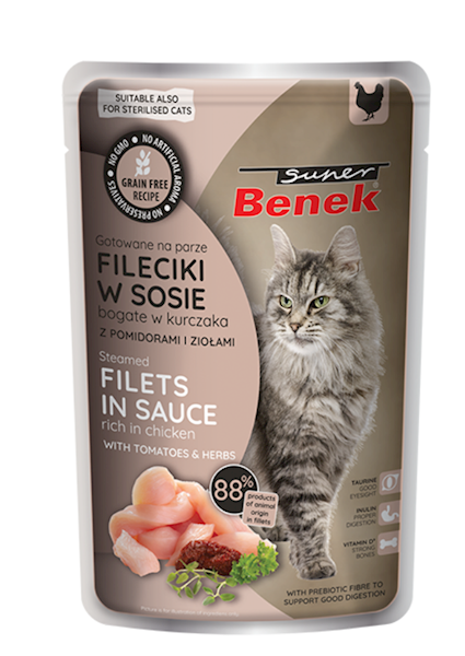 C.BEZZBOŻOWE FILECIKI 85g KURCZAK z pomid. i zioł.