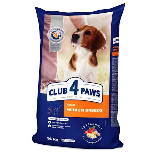 CLUB 4 PAWS PIES PREMIUM dla średnich ras 14kg