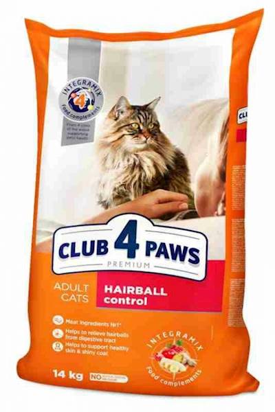 CLUB 4 PAWS KOT PREMIUM eliminacja kul włos. 14kg