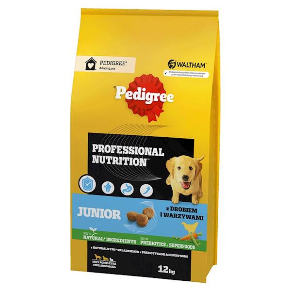 PEDIGREE 12kg JUNIOR WSZYSTKIE RASY RASY DRÓB *