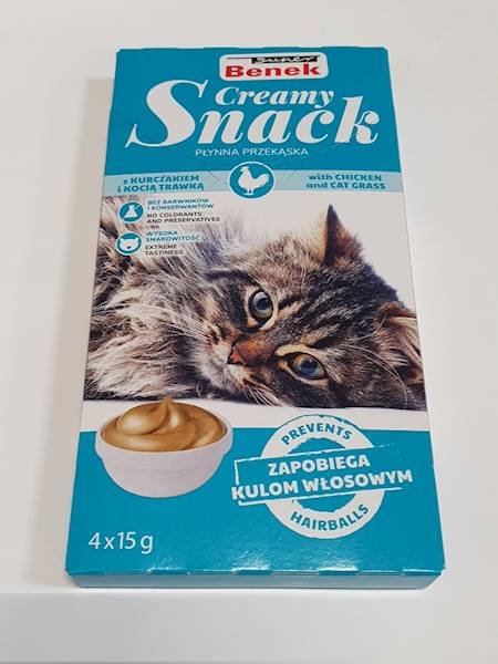 C.CREAMY SNACK 4*15g z kurczakiem i kocią trawą