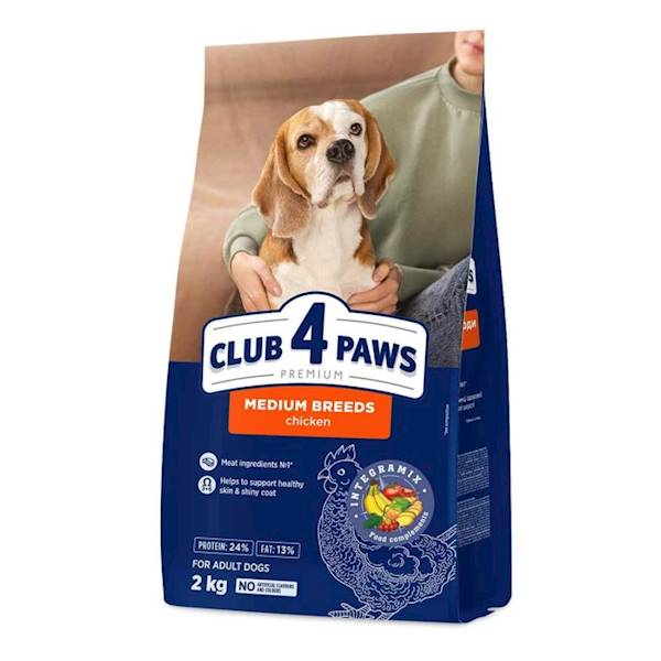 CLUB 4 PAWS PIES PREMIUM ŚR KURCZAK I RYŻ 2kg