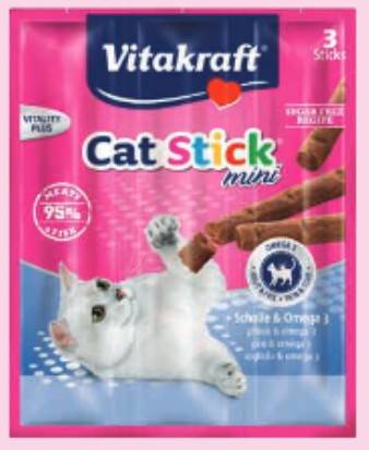 VITAKRAFT CAT STICK MINI 3szt FLĄDRA/OMEGA3