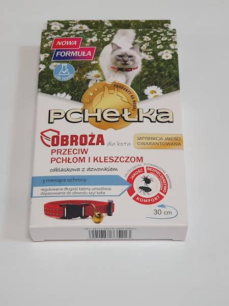 PCHEŁKA OBROŻA DLA KOTA CZERW. ODBL. DZWONEK