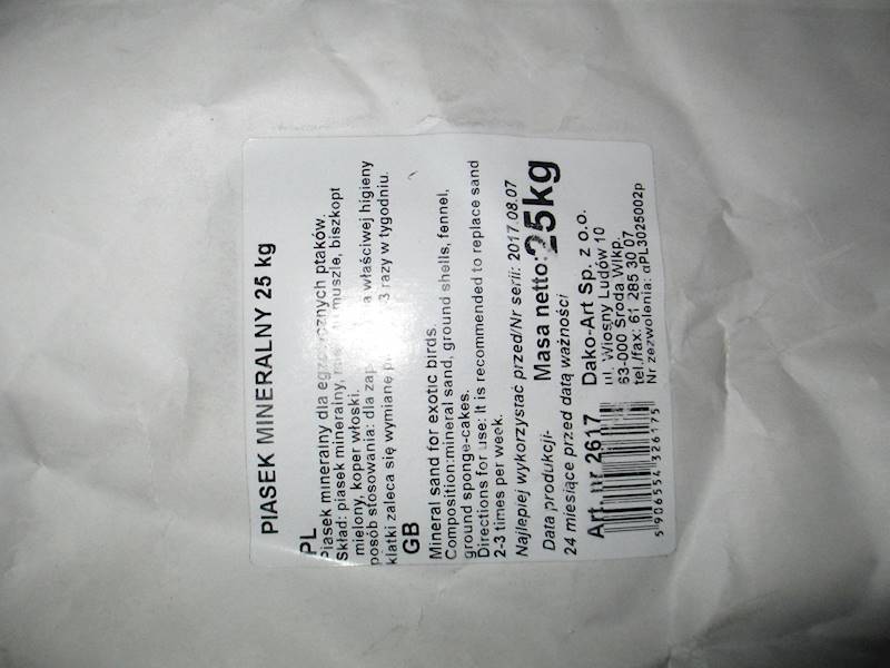 DAKO PIASEK PTAKI MINERAŁY 25kg