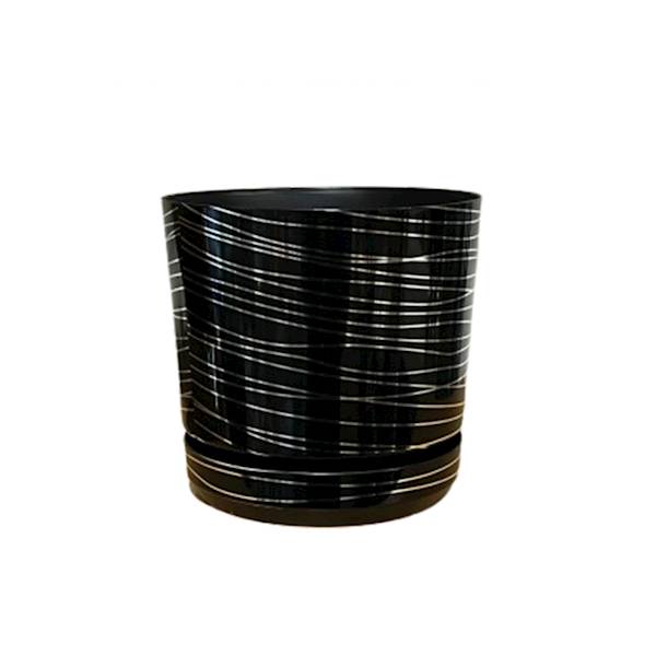 DEKOR DONICZKA 12CM czarna srebrna nitka