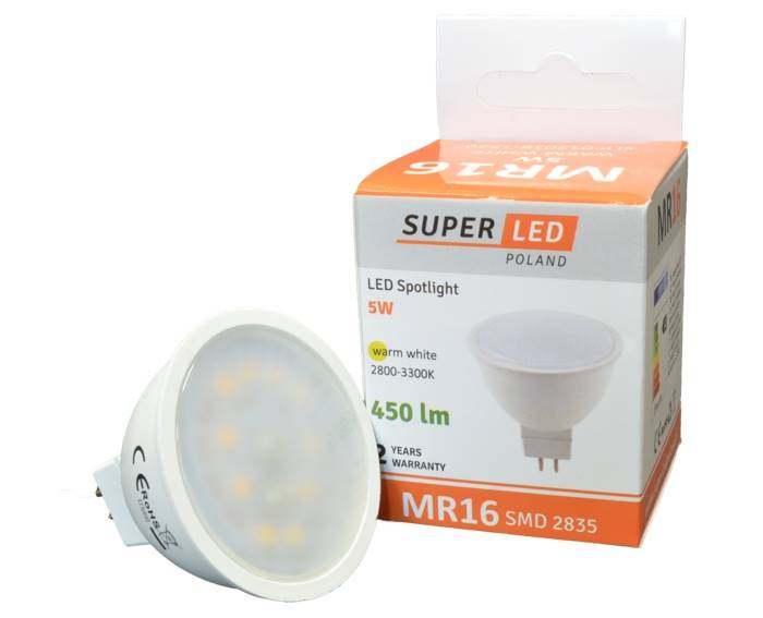 Żarówka LED MR16 5W 230V biała ciepła