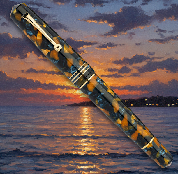 LEONARDO-PIÓRO "MZG"IN CREPUSCOLO MARINO GOLD TRIM