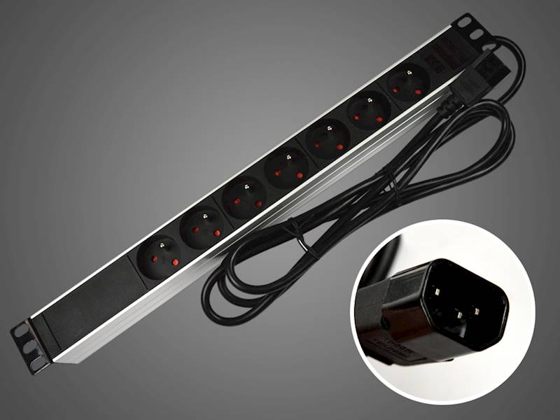 19" Listwa zasilająca 7x230V 1U wtyk C14 UPS 