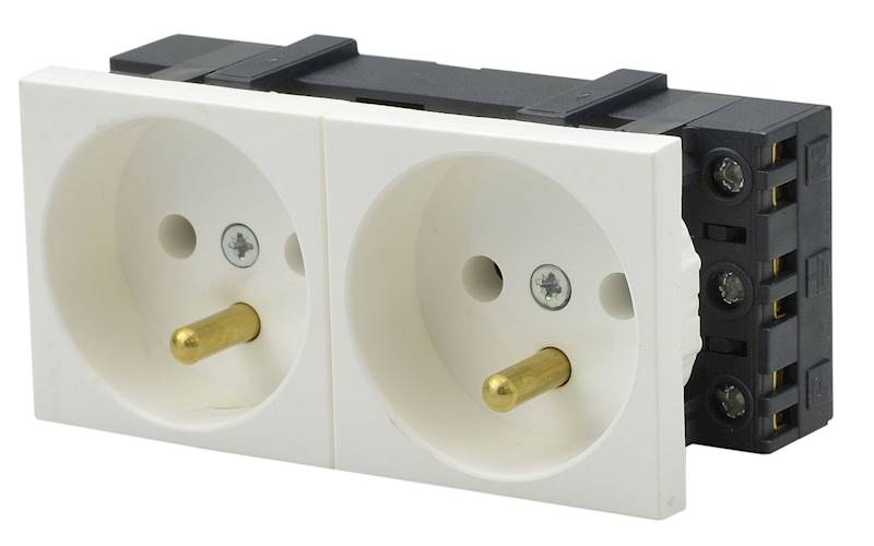 M45 4E45 Gniazdo 2x230V białe 45x90mm