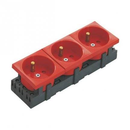 M45 6E45 Gniazdo 3 x 230V czerwone DATA 45x135mm bez kluczy