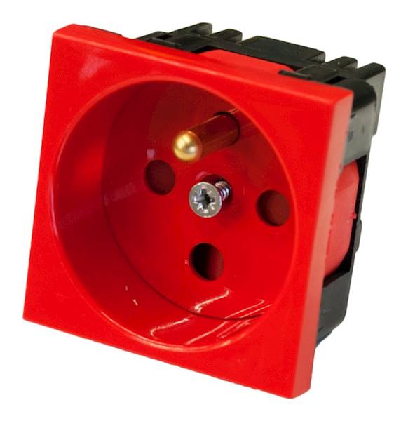 M45 2E45 Gniazdo 1x230V czerwone DATA 45x45 mm bez klucza