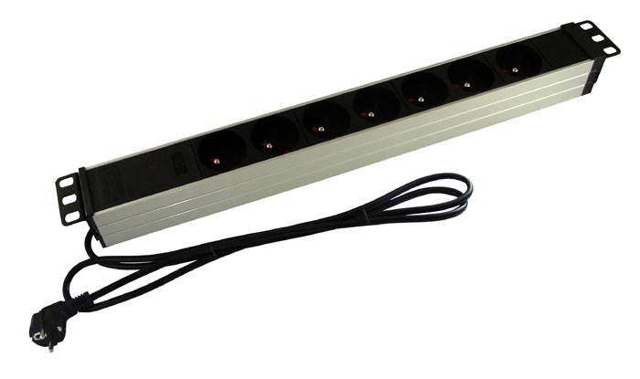 19" Listwa zasilająca 7x230V 1U kątowa