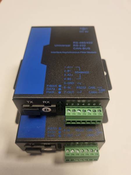 Konwerter RS232/422/485 modem SC jednomodowy WDM B 20km