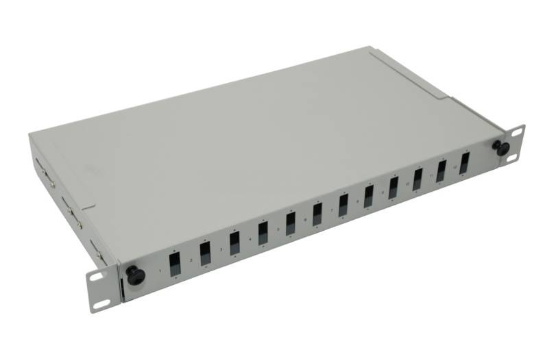 19" Przełącznica światłowodowa 1U 12xSC duplex wysuwana szara