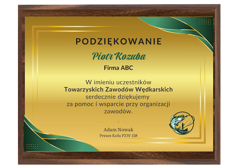 Podziękowanie dyplom drewniany 250x200 mm