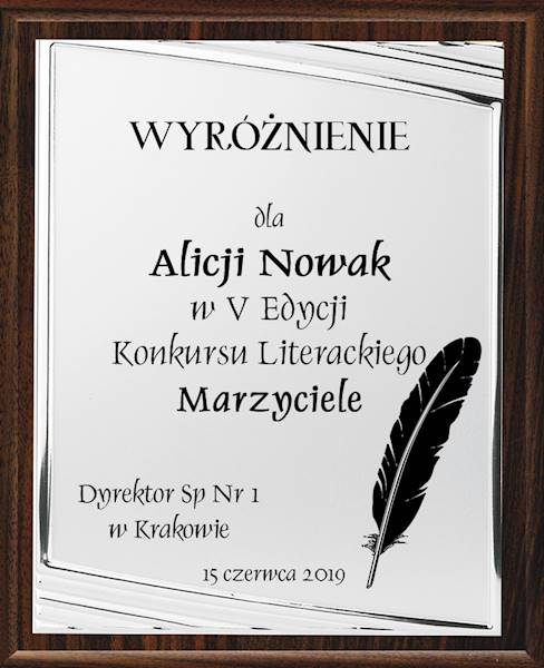 Podziękowanie dyplom drewniany 225x175 lux