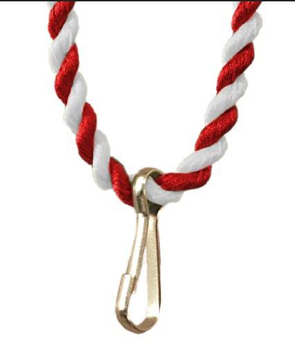 Sznureczek z karabińczykiem biało-czerwony