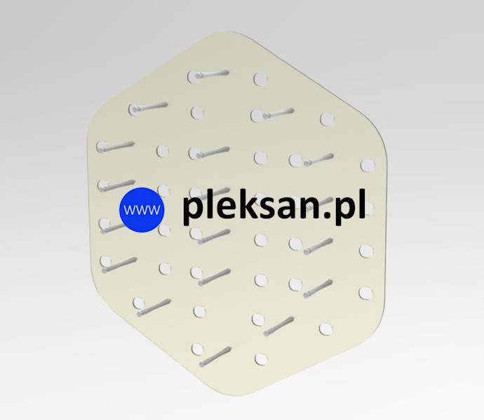 EKSPOZYTOR HEX 18 opraw,590x650mm • KOLOR: plexi SATINE • EKSPOZYTOR HEX 18 opraw,590x650mm • KOLOR: plexi SATINE • MOCOWANIE: Kołki do pustych przestrzeni