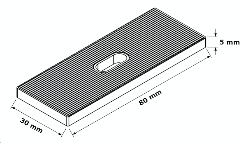 Podkładka montażowa 5x30x80mm, 100 szt.