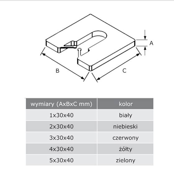 Podkładka dystansowa U, 2x30x40mm, 100szt.