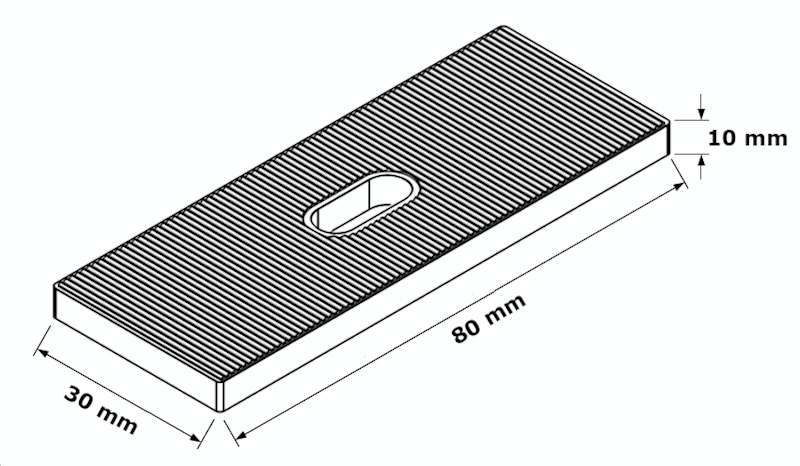 Podkładka montażowa, 10x30x80mm, 100 szt.
