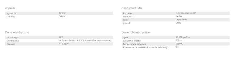 ŻAR. LED PAULM GU10 7W DO ŚCIEMNIACZA