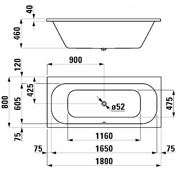 LAUFEN wanna SOLUTIONS-180 X 80 do zabudowy