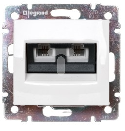 Legrand VALENA Gniazdo telef. podwójne RJ45 białe