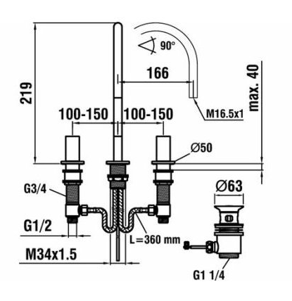 LAUFEN bateria umywalkowa KARTELL 3-otworowa (33)