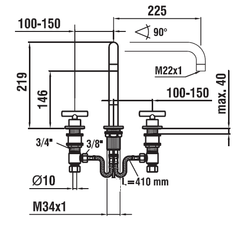 LAUFEN TwinPrime bateria umywalkowa 3-otworow.(12)