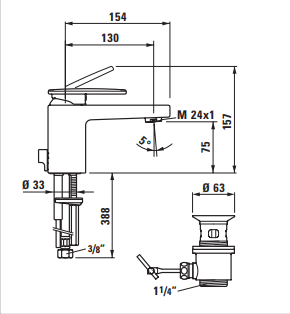LAUFEN bateria umywalkowa ARWA LB 1-otworowa (34)