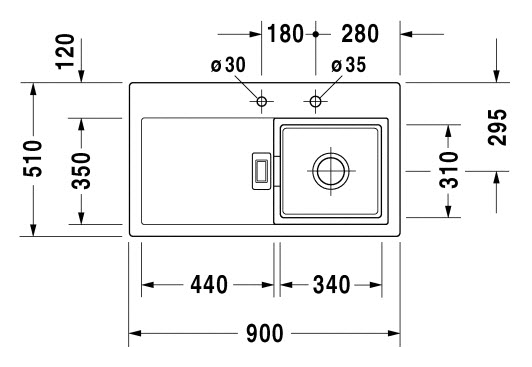 Zlewozmywak DURAVIT Strack K 50R biały (D01)