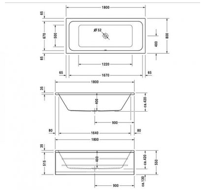 DURAVIT wanna akrylowa D-Code 180x80cm  (S20)