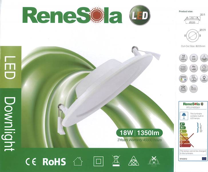 Oprawa LED DOWNLIGHT Round Panel 18W 1350Lmn 3000K