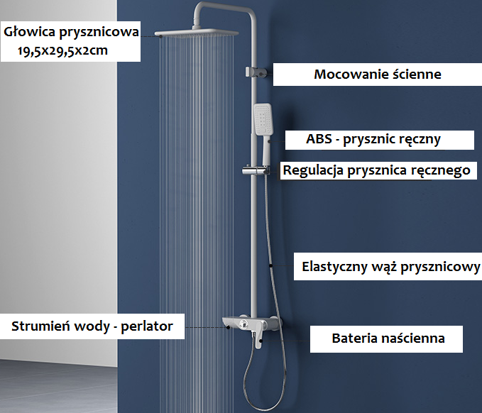 Kolumna prysznicowa z baterią DOPORRO 7209B
