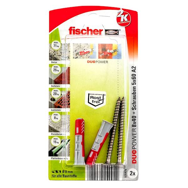 Fischer 535476 Kołek DUOPOWER 8x40 S A2 K