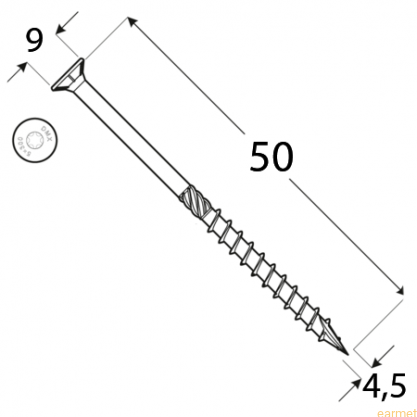 ACP PanelFix Wkręt do drewna 4,5x50 TX-25 /200 szt