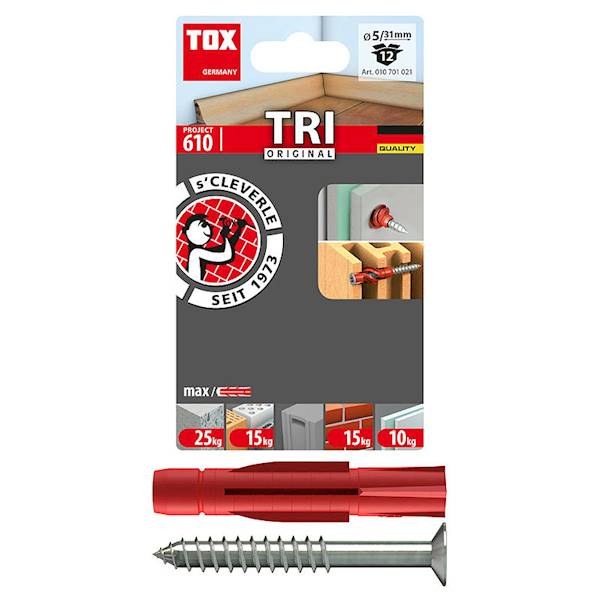 TOX kołek uniwersalny Tri 5/31 + śruba, 12 sztuk,