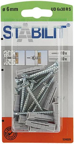 STABILIT Kołki rozporowe + Śruby 6x30mm 10 szt/op