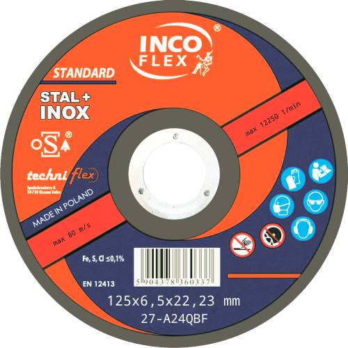 IncoFlex ściernice STAL+INOX STD 125x6,5